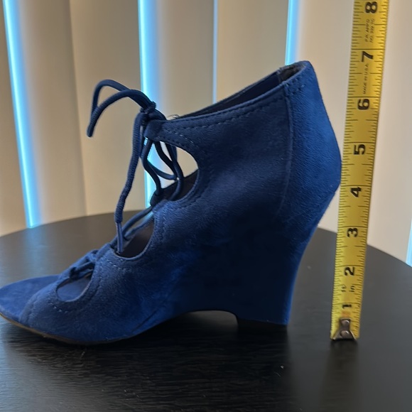Madden Girl Blue Suede Wedges - Picture 5 of 6